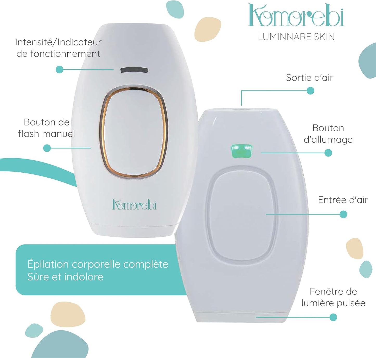 ยฎ Luminare Skin - รpilateur Lumiรจre Pulsรฉe, รpilateur Avec 2 Modes Et 5 Niveaux D'รnergie, รpilation Laser Pour Femme Et Homme, Visage, Corps, Bikini, Aisselles.