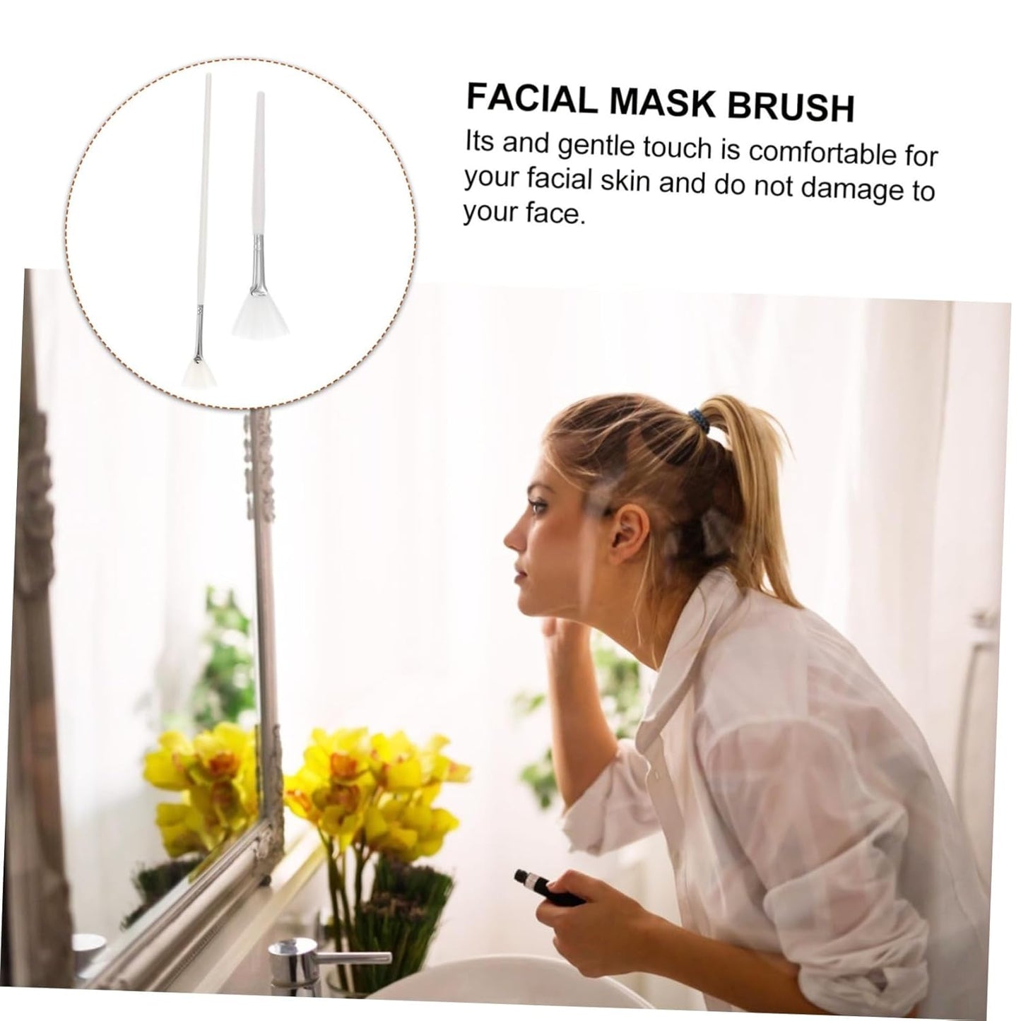 2Pcs Facial Mask Applicator Brush Dual-Sided Tools for Smooth Application of Skincare and Beauty Products Easy to Clean Durable Bristles for All Face Shapes