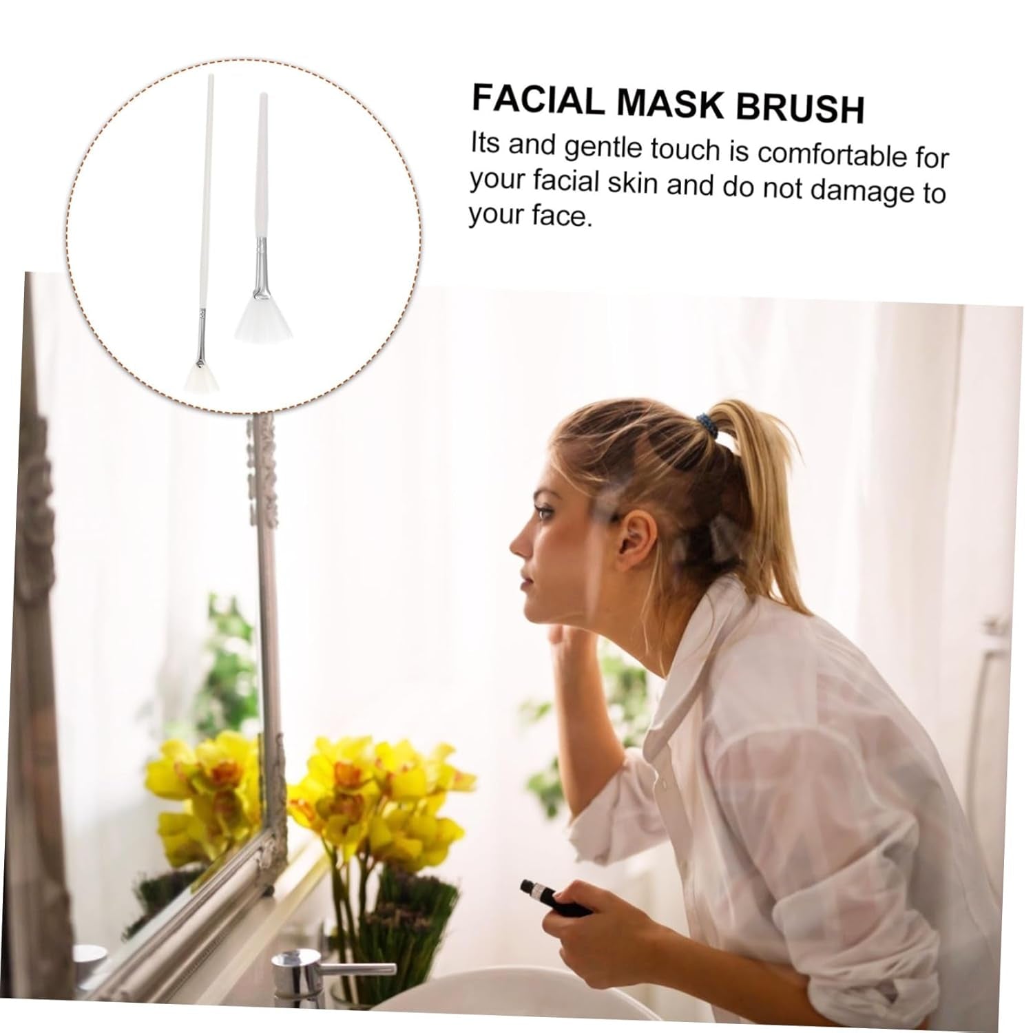 2Pcs Facial Mask Applicator Brush Dual-Sided Tools for Smooth Application of Skincare and Beauty Products Easy to Clean Durable Bristles for All Face Shapes