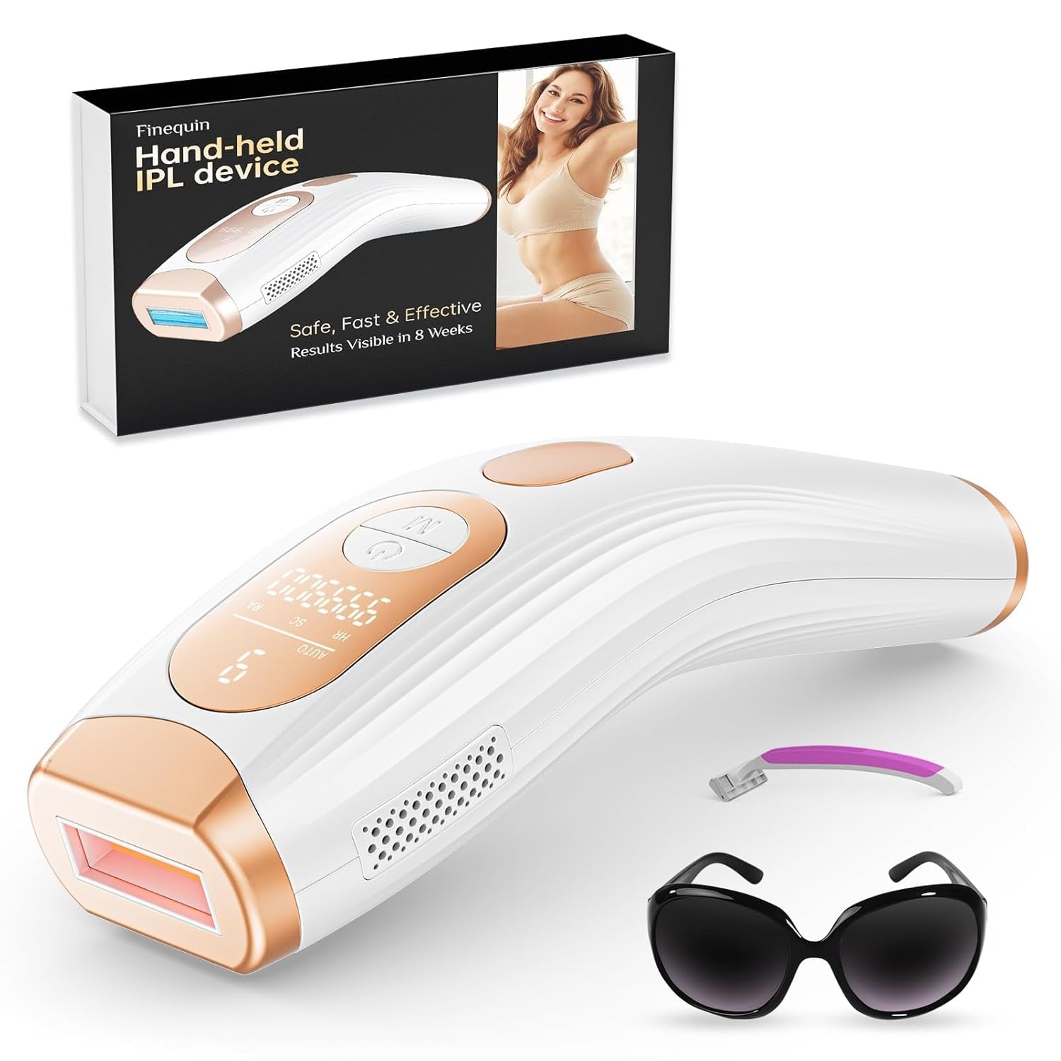 Laser Hair Removal, IPL Laser Hair Removal for Women and Men Permanent, Hair Removal Device with 3.0 IPL Red Light Wave, Home Laser Hair Removal Device for Facial Legs Armpits Bikini Body Use