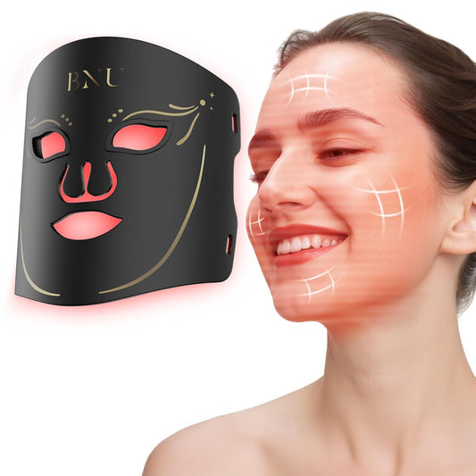 Red Light Therapy for Face, 7 Modes Light Therapy Portable Led Face Mask with 105 LED Beads, 1500Mah Remote Control, Timing Function, 850NM Infrared Red Light Therapy at Home
