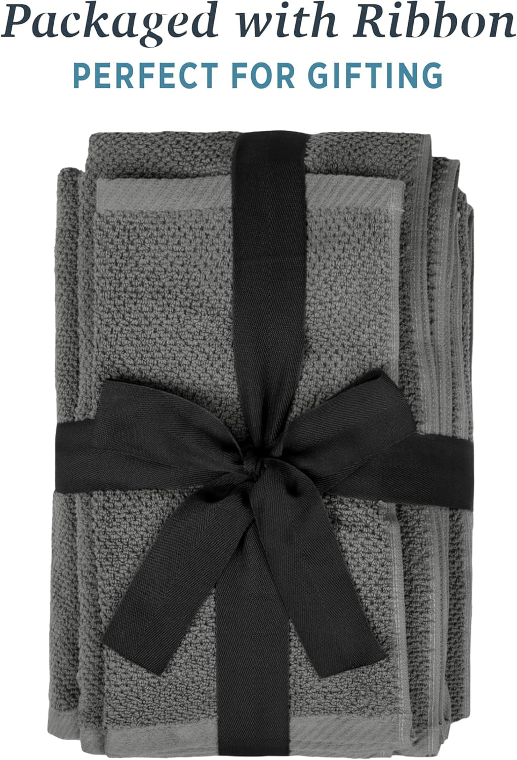Franklin 100% Cotton Popcorn Textured Towel Set - 6 Piece 600 GSM, Soft & Plush, 2 Bath Towels, 2 Hand Towels, 2 Washcloths, Dark Gray